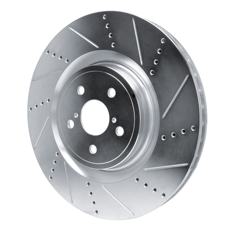 Lexus RC F Brake Rotor (1) - Right Front - R1 Concepts - Drilled & Slotted - Silver - `15-`22